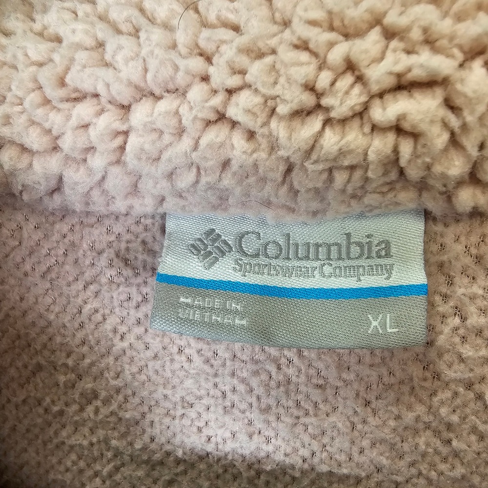 Columbia Pink Sherpa Fleece Zip Up Jacket Women's XL Paw‎ Print Casual Outerwear - Picture 7 of 10